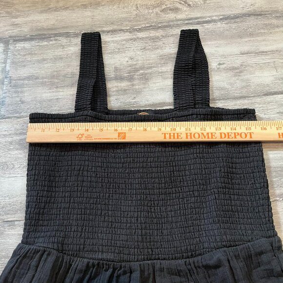 NWT! Quince Black 100% Organic Cotton Gauze Smocked Sleeveless Maxi Dress, Large - Picture 10 of 12